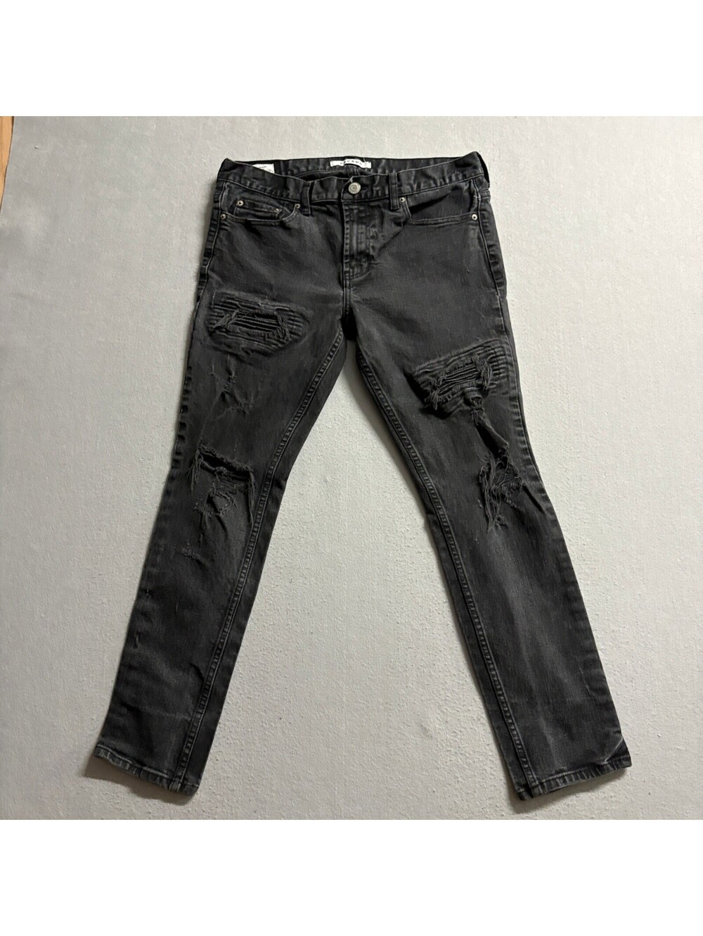 PacSun Skinny Jeans Mens 33x30 Black Distressed Ripped Moto Denim